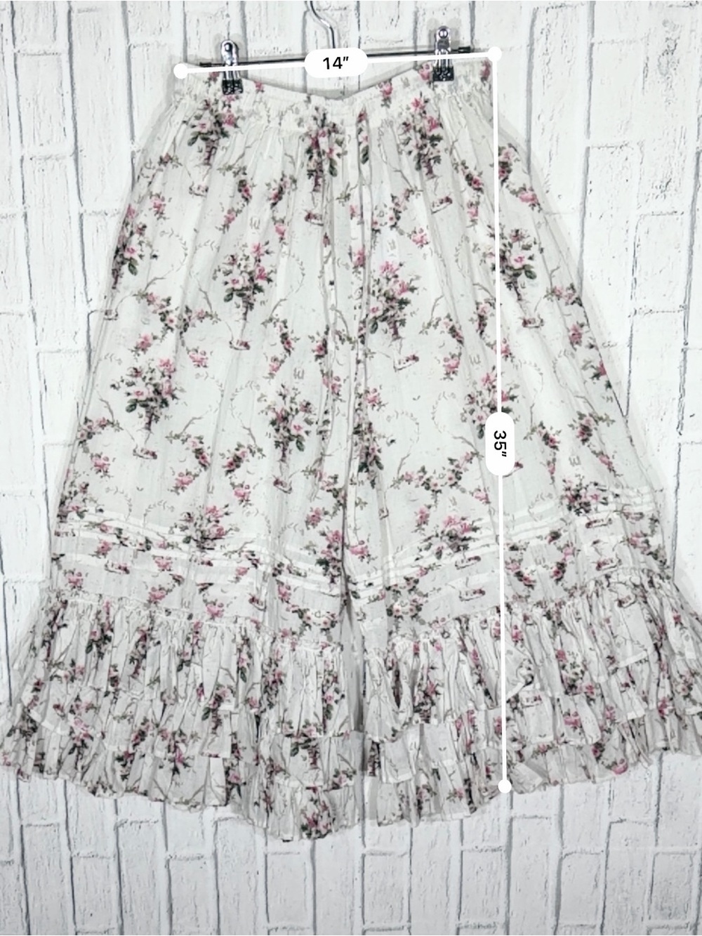 Paper Lace Rosebuds & Ruffles Floral Boho Bloomer Pants White Pink S - Picture 4 of 7
